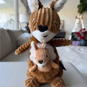 NWOT Les Ptipotos by Deglingos Kangaroo & Baby Plush Stuffed Toy Brown Sugar $40